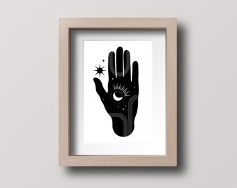 PRINTABLE Cosmic Starry Hand Wall Art Digital Download