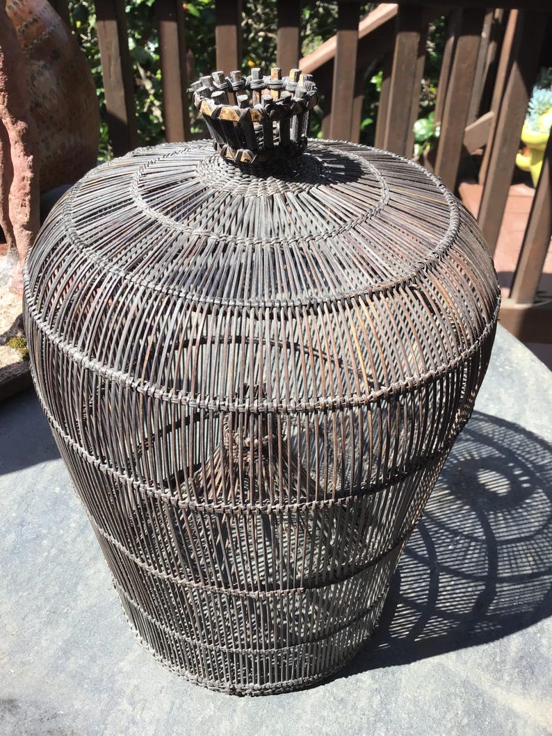 Vintage Asian Bamboo Rattan Fish Trap - Etsy