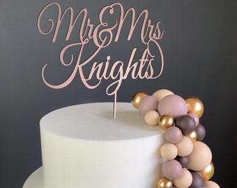 Wedding Cake Topper. Rose Gold,Gold,Silver Cake Decoration. Personalised Mr & Mrs Cake Topper for Wedding,Anniversary,Special Occassion.