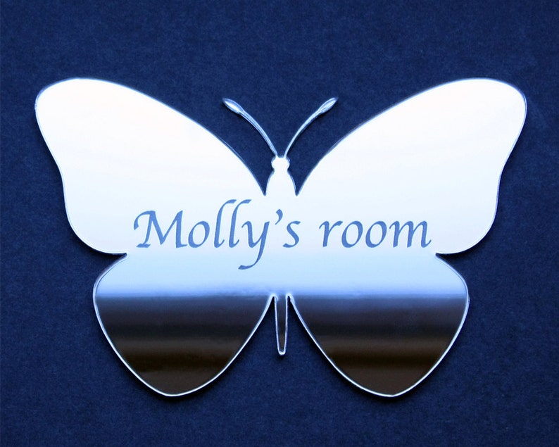 Butterfly Acrylic Mirror Plain or Personalised.Children's/Nursery Room Mirror,Home Decor Mirror,Door Plaque,Personalised Butterfly Mirror. image 1