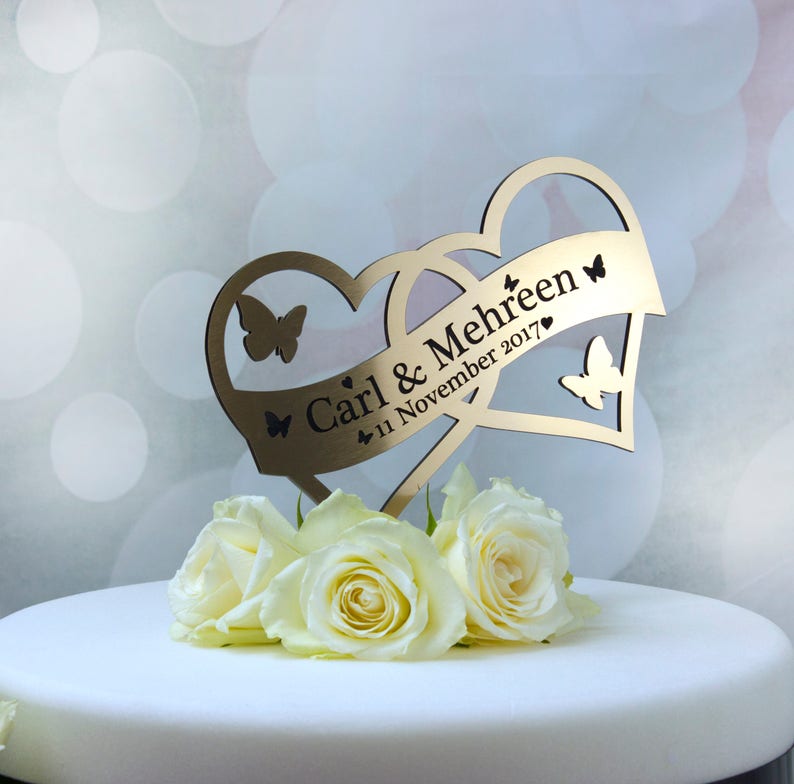 Wedding Cake Topper Heart Cake Decoration Etsy