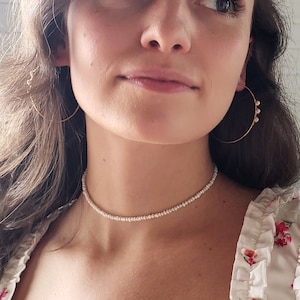 Seed pearl necklace, real pearl necklace, dainty pearl choker, small pearl necklace, bridal choker, tiny pearl necklace, layering necklace