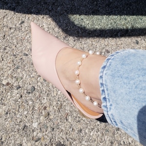 Pearl ankle bracelet, pearl anklet, gold filled anklet, large pearl anklet, rose gold pearl anklet, sterling silver anklet, summer jewelry