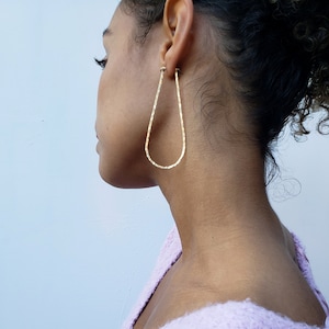 Teardrop hoops, gold teardrop hoop earrings, hammered silver teardrop earrings, statement earrings, geometric hoop earrings, gift for her