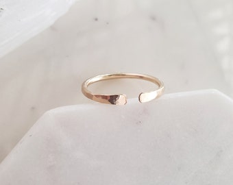 Open cuff ring, open ring, rose gold ring, simple hammered gold ring, rustic textured ring, gold filled ring, stacking ring, minimalist ring