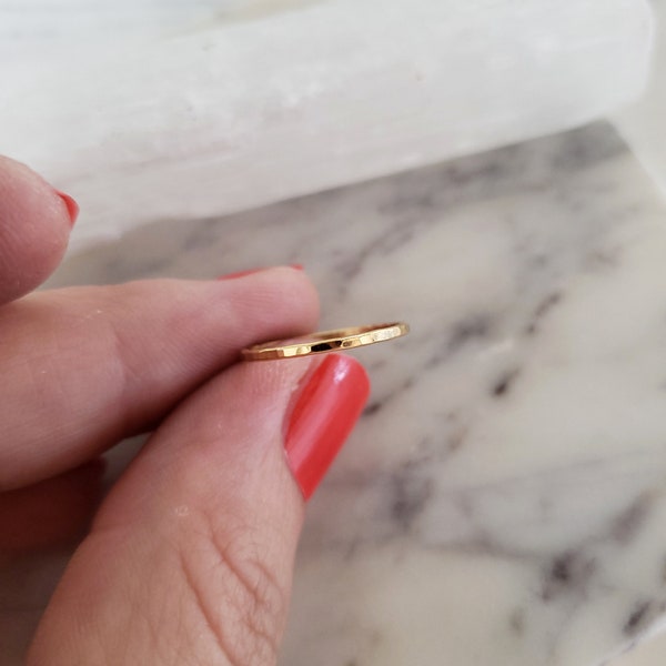 Gold pinky ring, rose gold pinky ring, dainty gold ring, pinky ring women, little finger ring, hammered ring,  thin silver ring, pinky ring