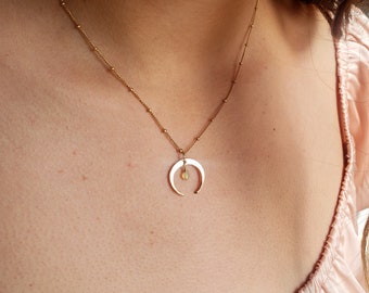 Genuine opal necklace, crescent moon necklace, opal moon necklace, sterling silver crescent moon necklace, dainty opal necklace, celestial