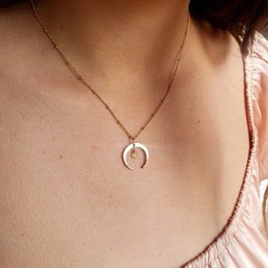 Genuine opal necklace, crescent moon necklace, opal moon necklace, sterling silver crescent moon necklace, dainty opal necklace, celestial