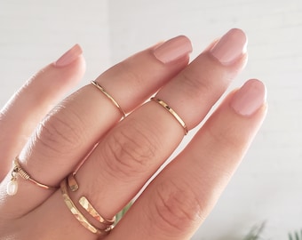 Midi ring set, dainty midi rings, gold knuckle rings, stacking rings, rose gold ring, above knuckle rings, silver midi rings, thin rings