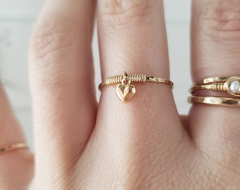 Tiny heart ring, Heart ring, promise ring, dainty gold filled ring, 14k gold filled charm ring, simple promise ring, tiny silver heart ring