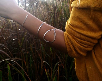 Organic shape hammered bracelet, circle bracelet, hammered sterling bangle, fun silver bracelet, unique shape bracelet, minimal jewelry