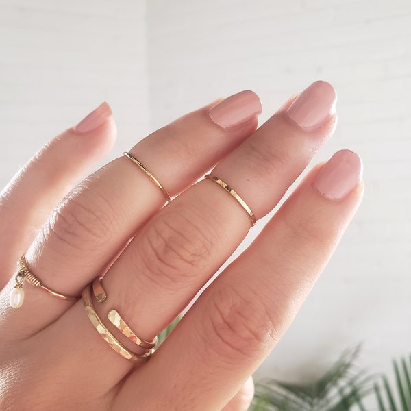 Midi ring set, dainty midi rings, gold knuckle rings, stacking rings, rose gold ring, above knuckle rings, silver midi rings, thin rings