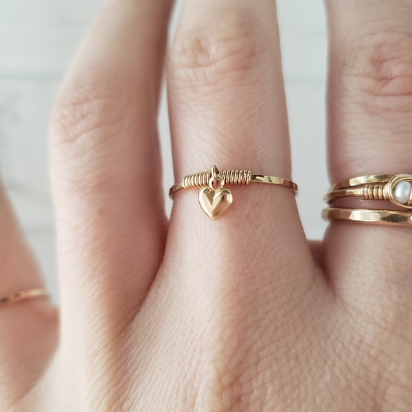 Tiny heart ring, Heart ring, promise ring, dainty gold filled ring, 14k gold filled charm ring, simple promise ring, tiny silver heart ring