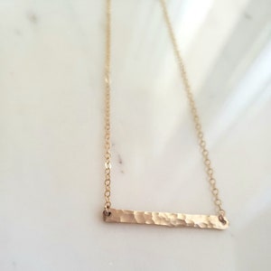 Hammered gold bar necklace, textured bar necklace, layering necklace, basic necklace, simple bar necklace, minimal bar necklace
