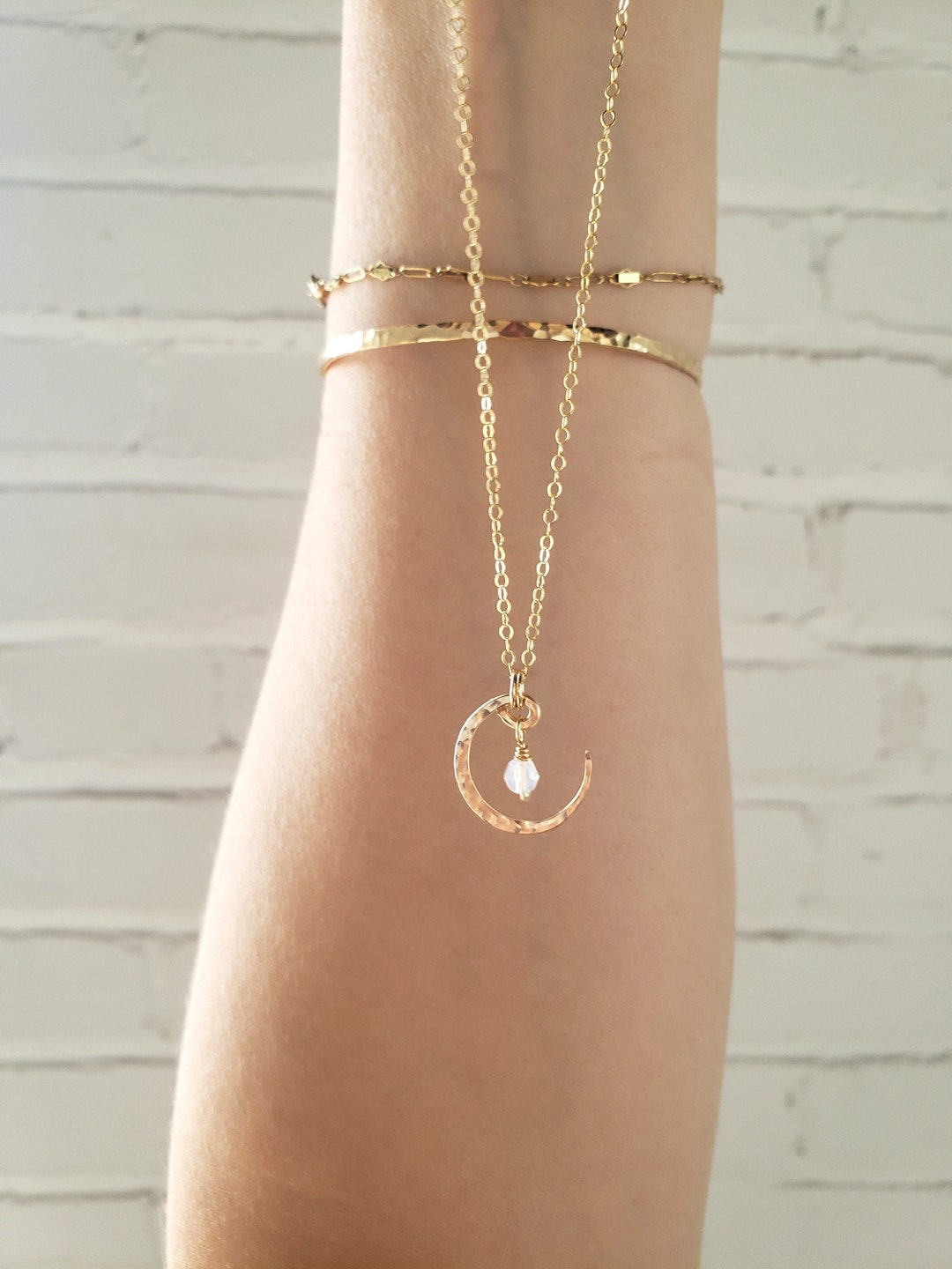 Dainty Moon Necklace, Rose Gold Crescent Moon Necklace, Moon Phase ...