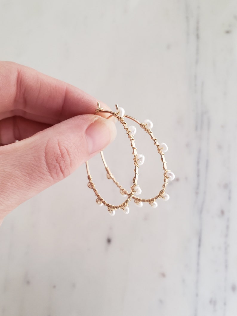 In2 Design Mia Pearl Hoop Earrings - Gold Grey main image 1