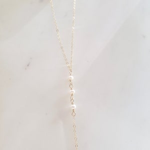 Pearl lariat necklace, bridal necklace, gold layered necklace set, vintage style pearl necklace, dainty necklace, pearl necklace set image 6
