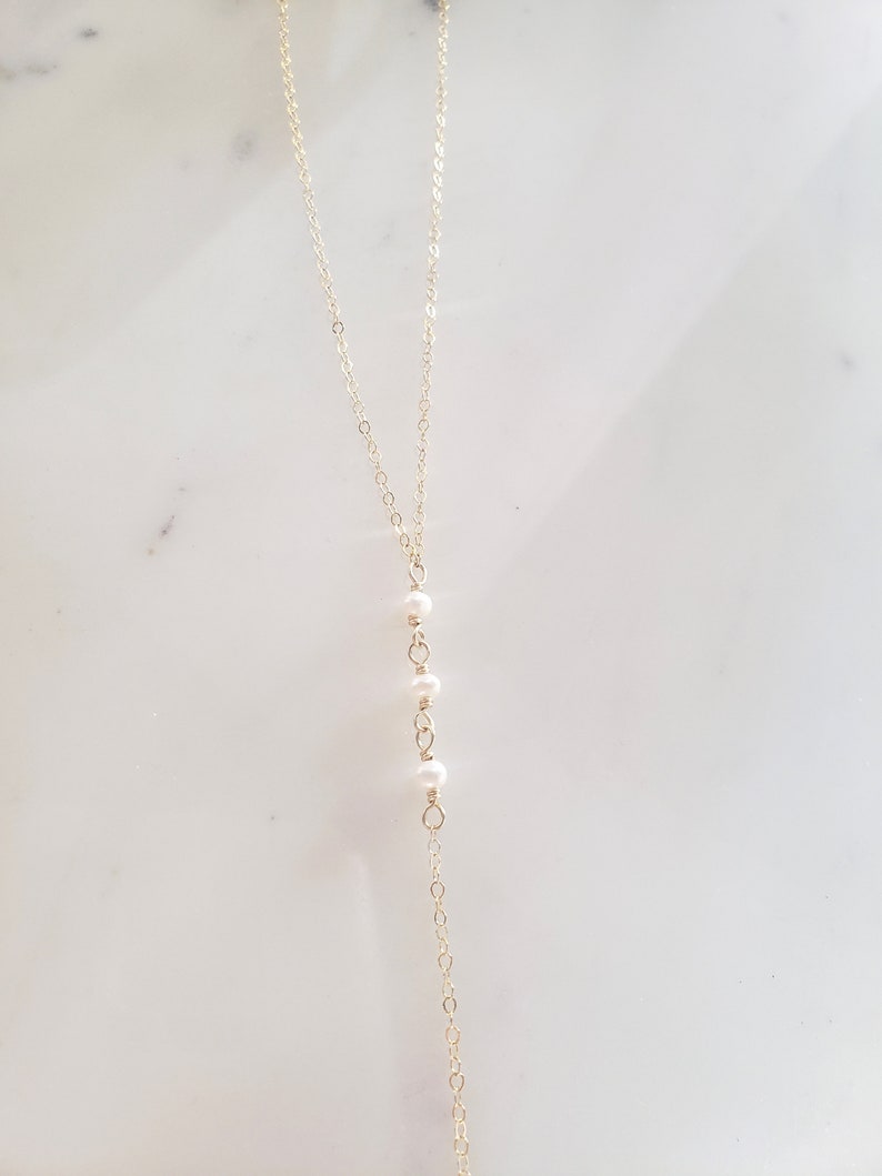 Pearl lariat necklace, bridal necklace, gold layered necklace set, vintage style pearl necklace, dainty necklace, pearl necklace set image 6