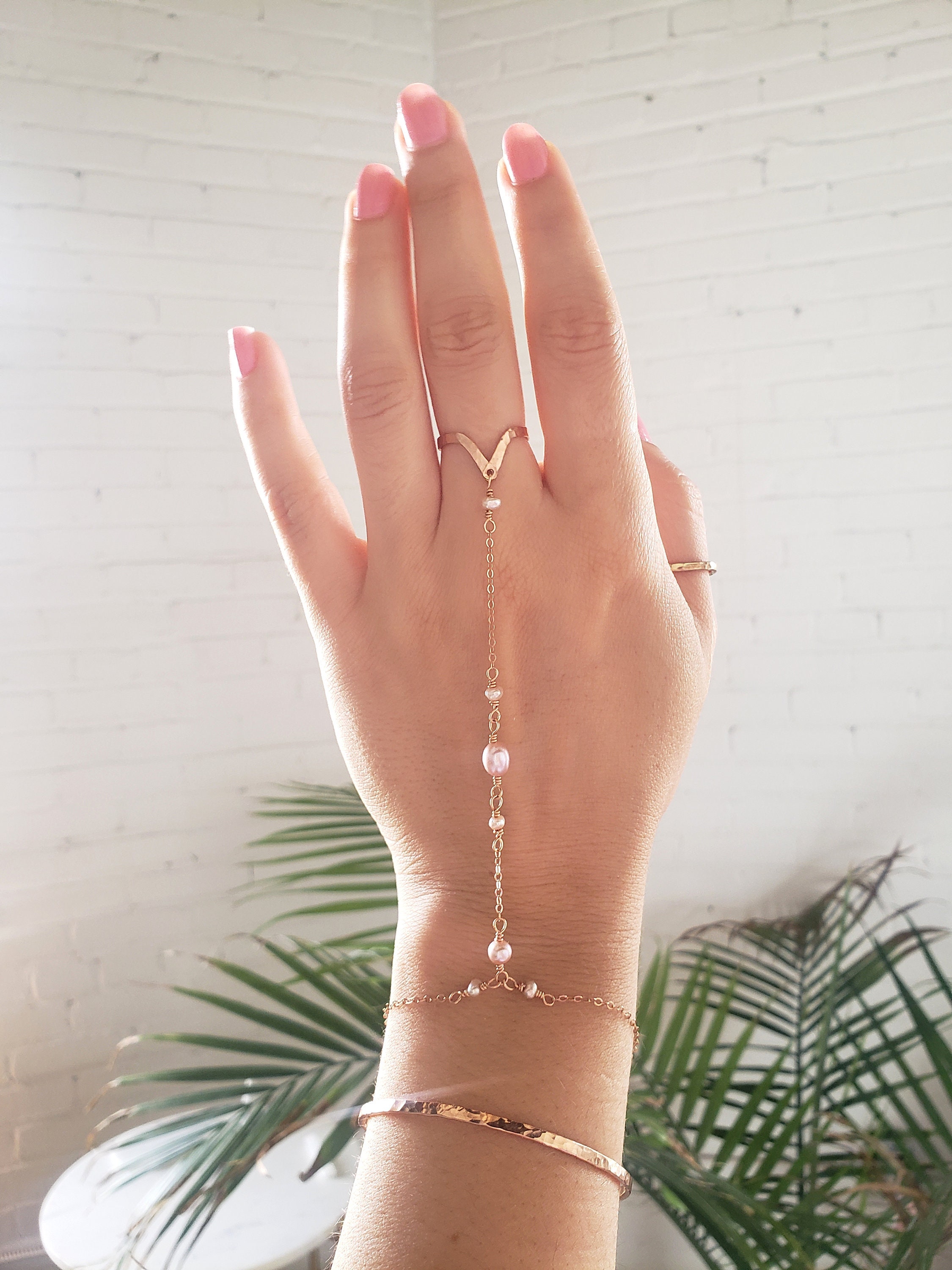 Buy Ring Chain Bracelet Rose Gold Pearl Hand Chain Pink Pearl Bracelet Hand Chain Bracelet Pearl Slave Bracelet Bridal Slave Bracelet Online in India Etsy