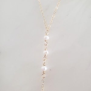 Pearl lariat necklace, bridal necklace, gold layered necklace set, vintage style pearl necklace, dainty necklace, pearl necklace set image 9