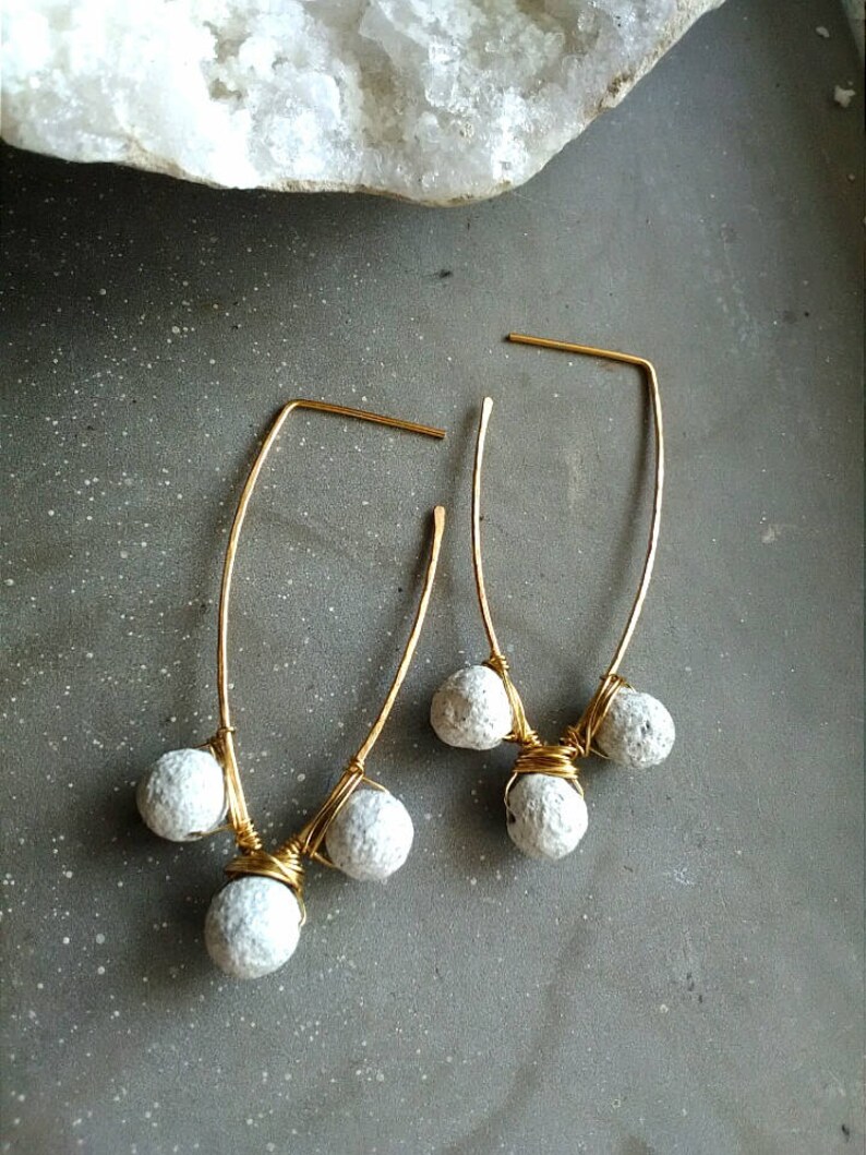 gold pom pom earrings Pom pom earrings white pompom earrings fun beaded earrings