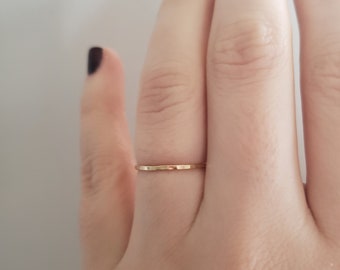 Skinny rose gold hammered band, rose gold stacking ring, dainty rose gold ring, delicate ring, midi ring, thin ring, gold fill ring