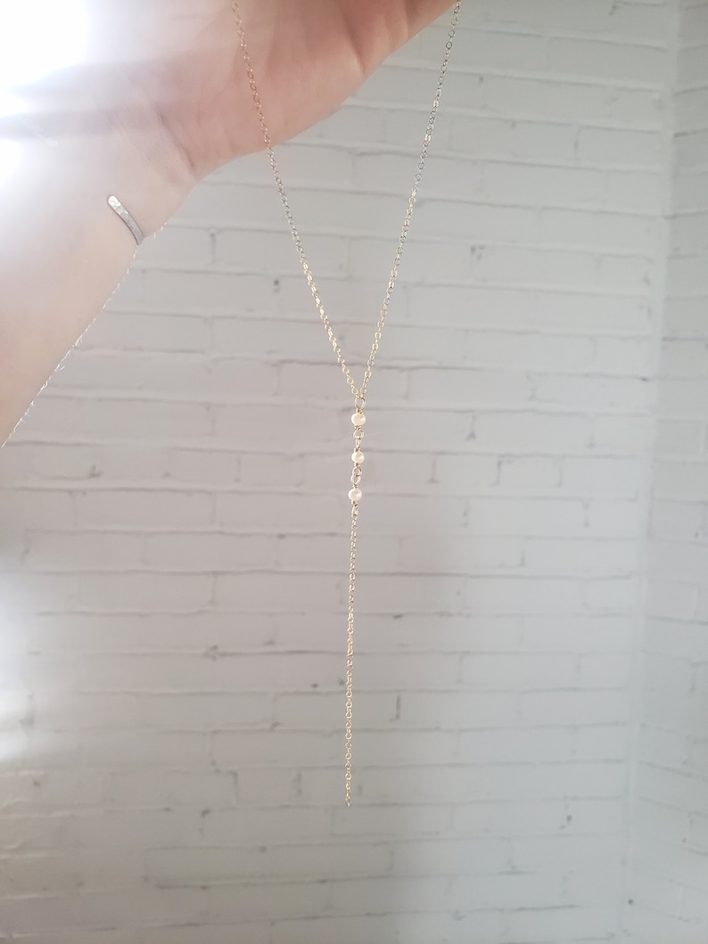Pearl lariat necklace, bridal necklace, gold layered necklace set, vintage style pearl necklace, dainty necklace, pearl necklace set image 8