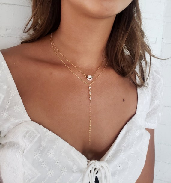Gold Lariat Necklace, Y Necklace, Layering Necklace, Simple Delicate 14 K  Gold Fill Delicate Chain Necklace, Minimal Layering Necklace, NS43 - Etsy