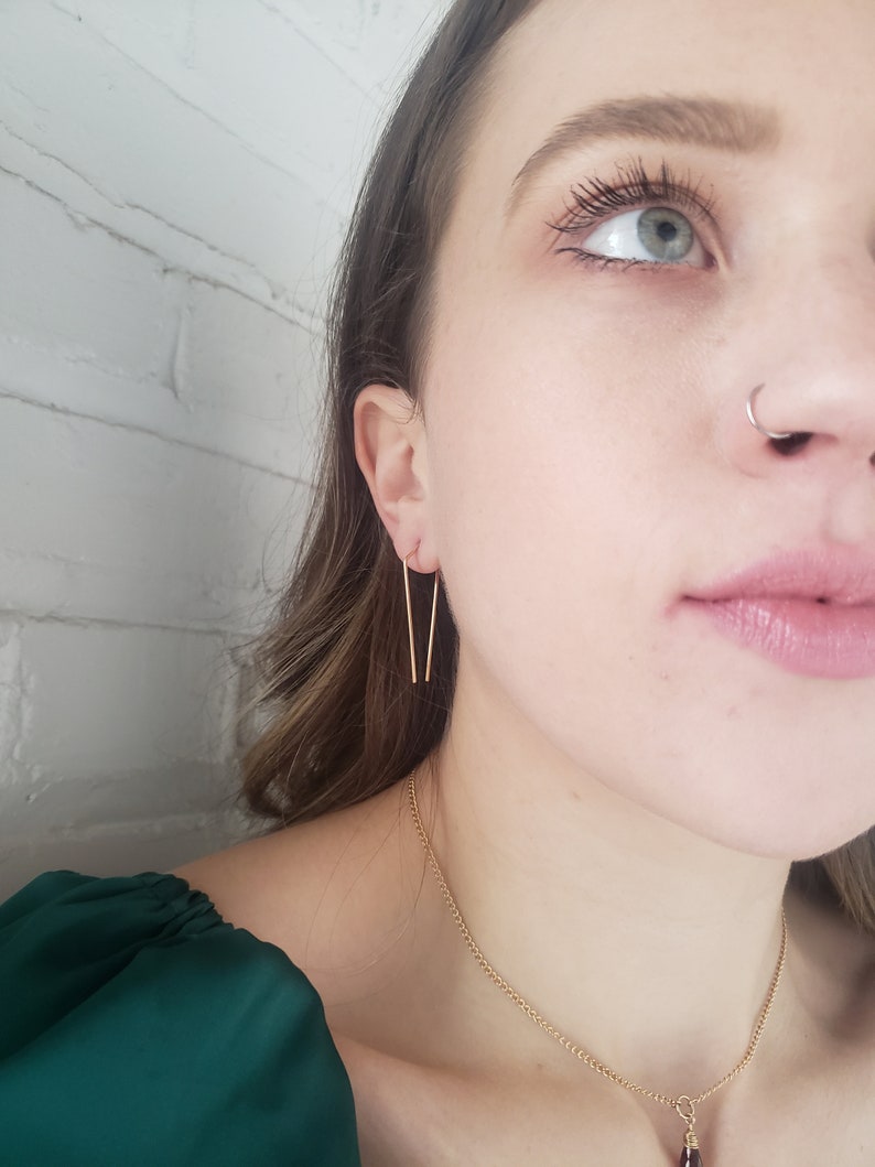 Modern gold threader earrings simple geometric earrings Etsy