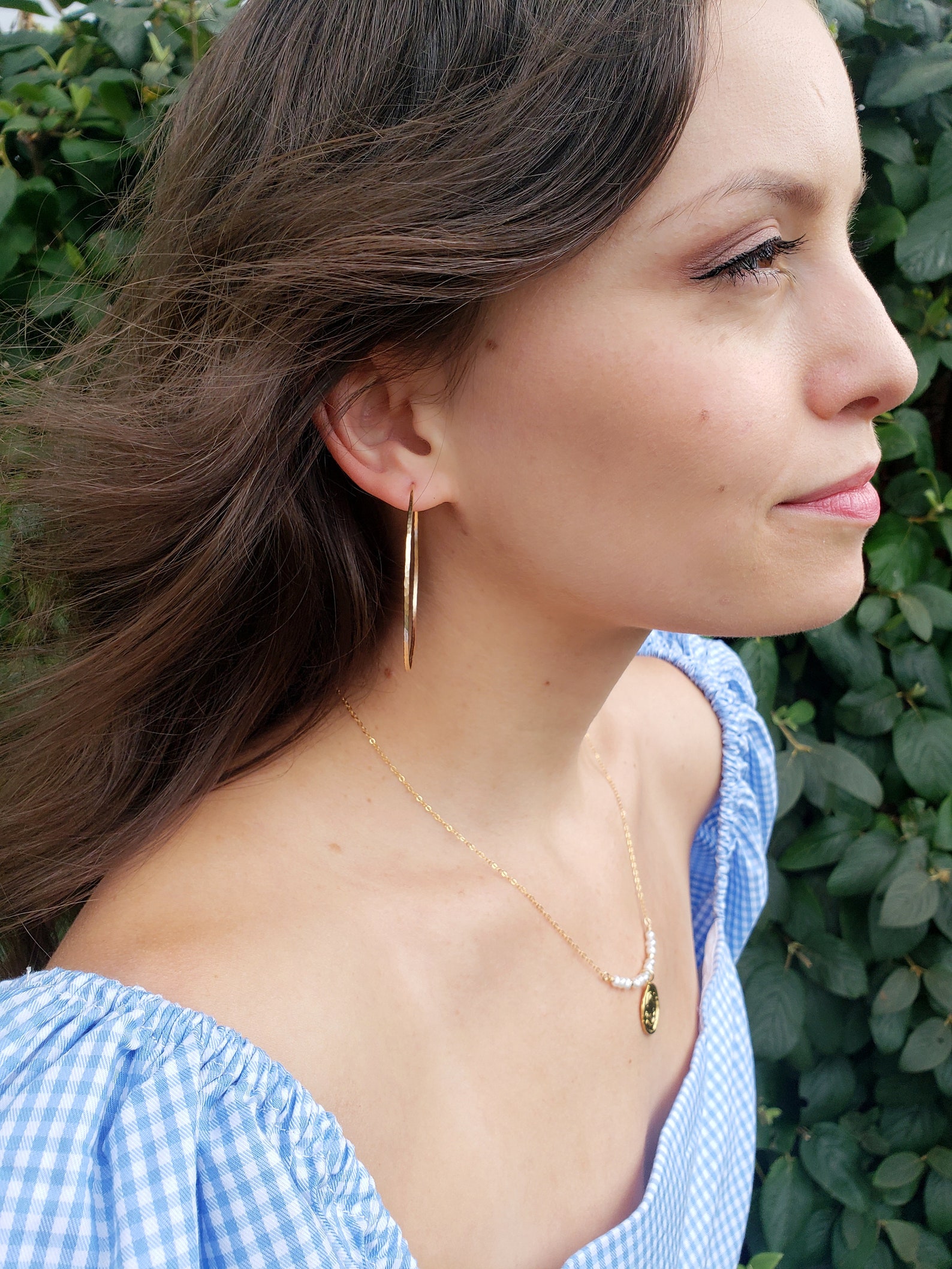 Thin Gold Hoops 14k Gold Filled Hoops Hammered Hoops Dainty Etsy
