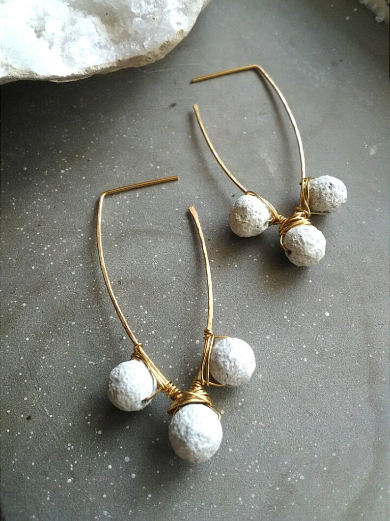 gold pom pom earrings Pom pom earrings white pompom earrings fun beaded earrings
