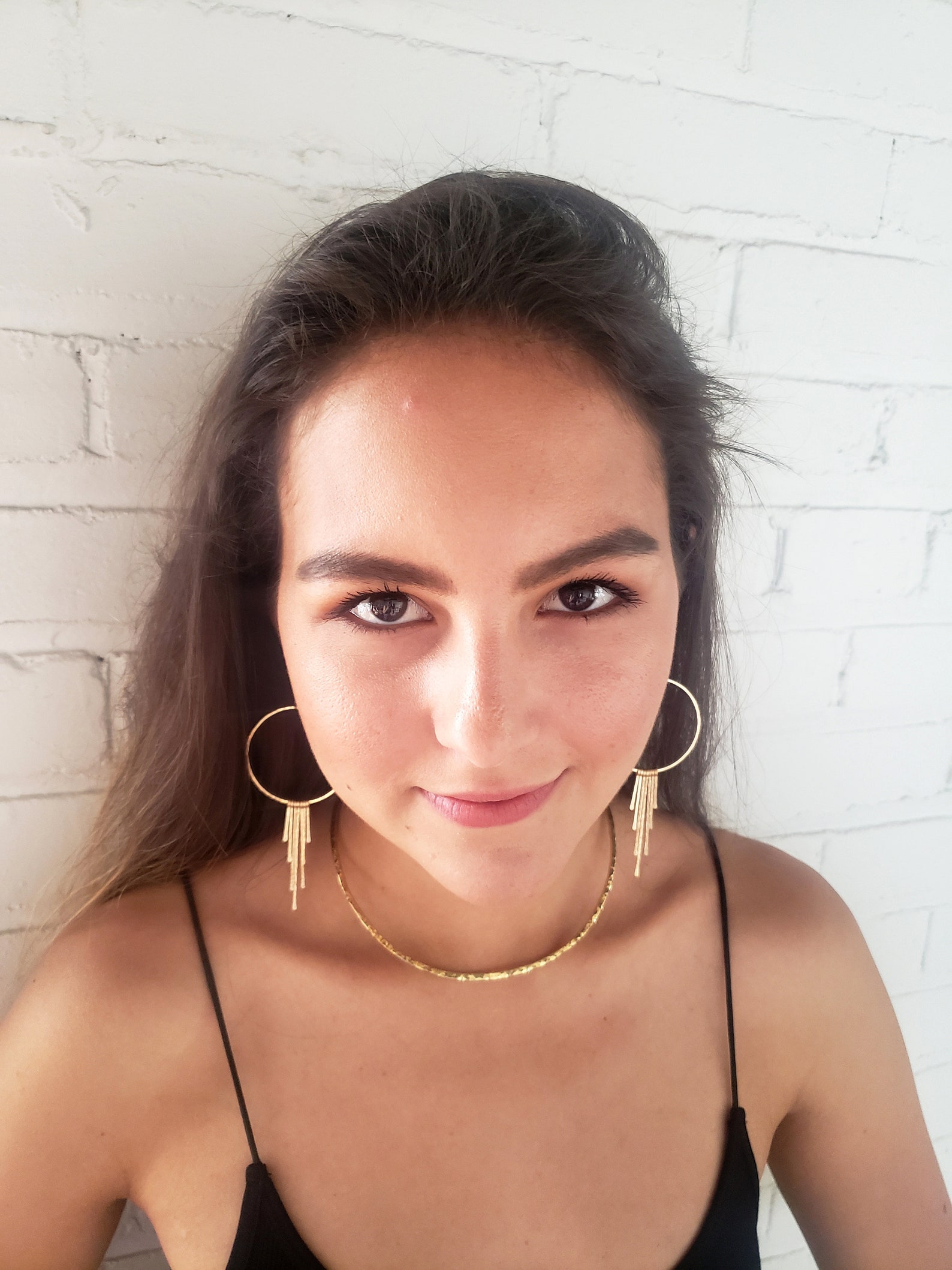 Gold Fringe Hoop Earrings Boho Fringe Hoops Hammered Fringe Etsy