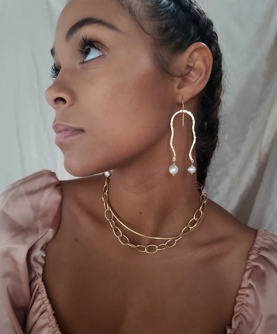 Funky sale pearl earrings
