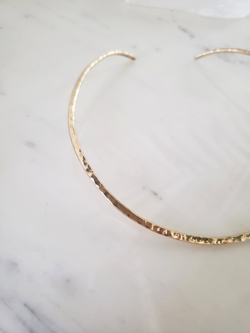Hammered Gold Collar Necklace Minimal Gold Neck Cuff Thin Etsy