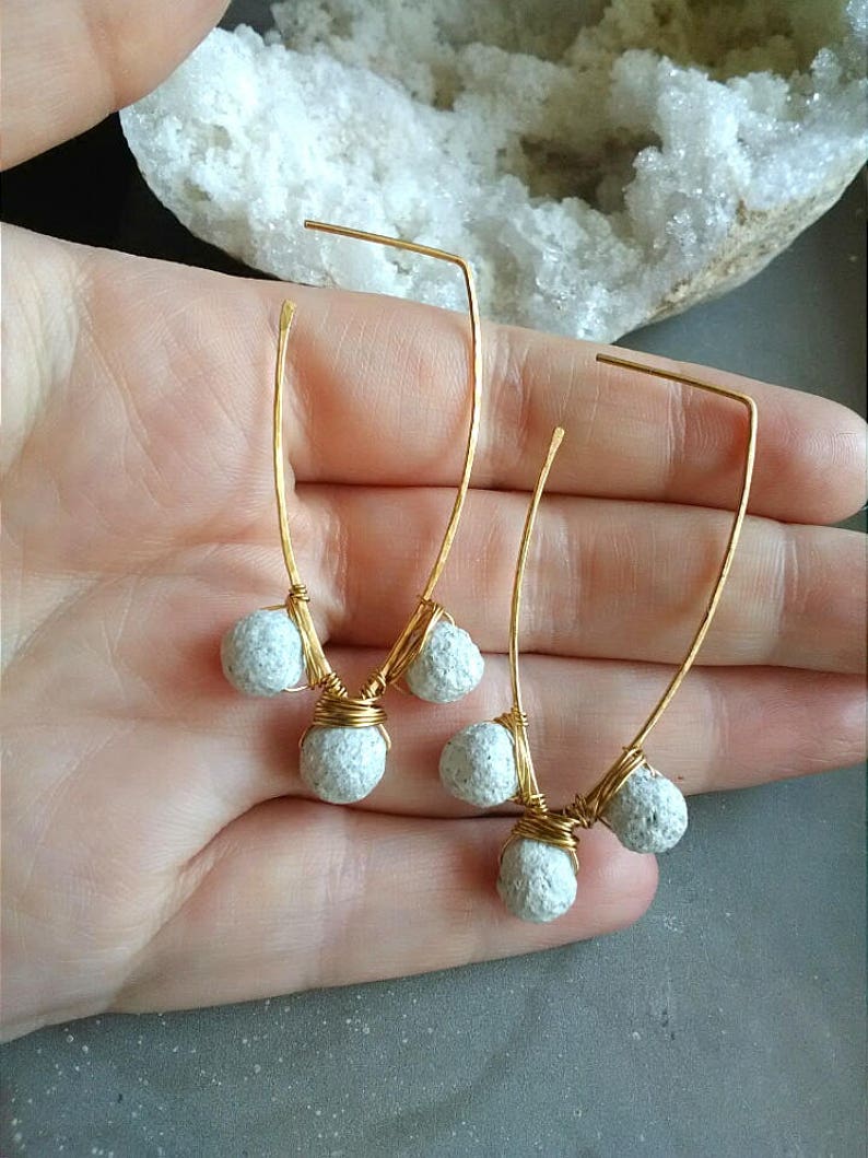gold pom pom earrings Pom pom earrings white pompom earrings fun beaded earrings