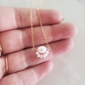 Pearl lariat necklace, bridal necklace, gold layered necklace set, vintage style pearl necklace, dainty necklace, pearl necklace set image 10