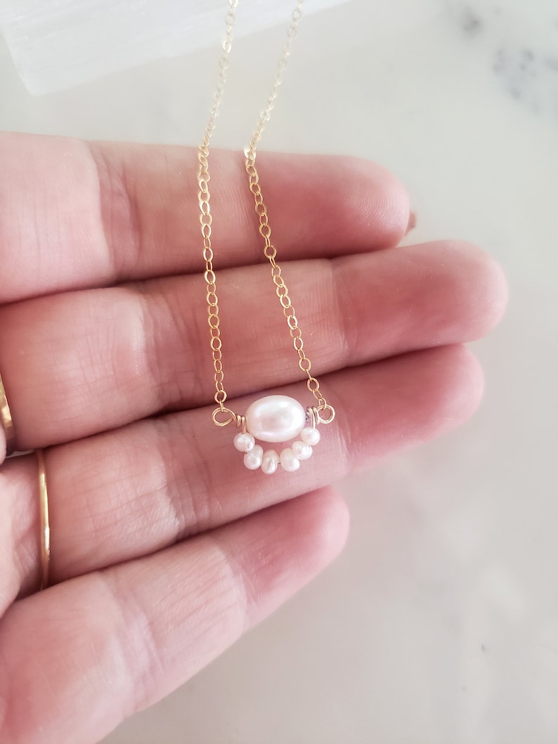 Pearl lariat necklace, bridal necklace, gold layered necklace set, vintage style pearl necklace, dainty necklace, pearl necklace set image 10