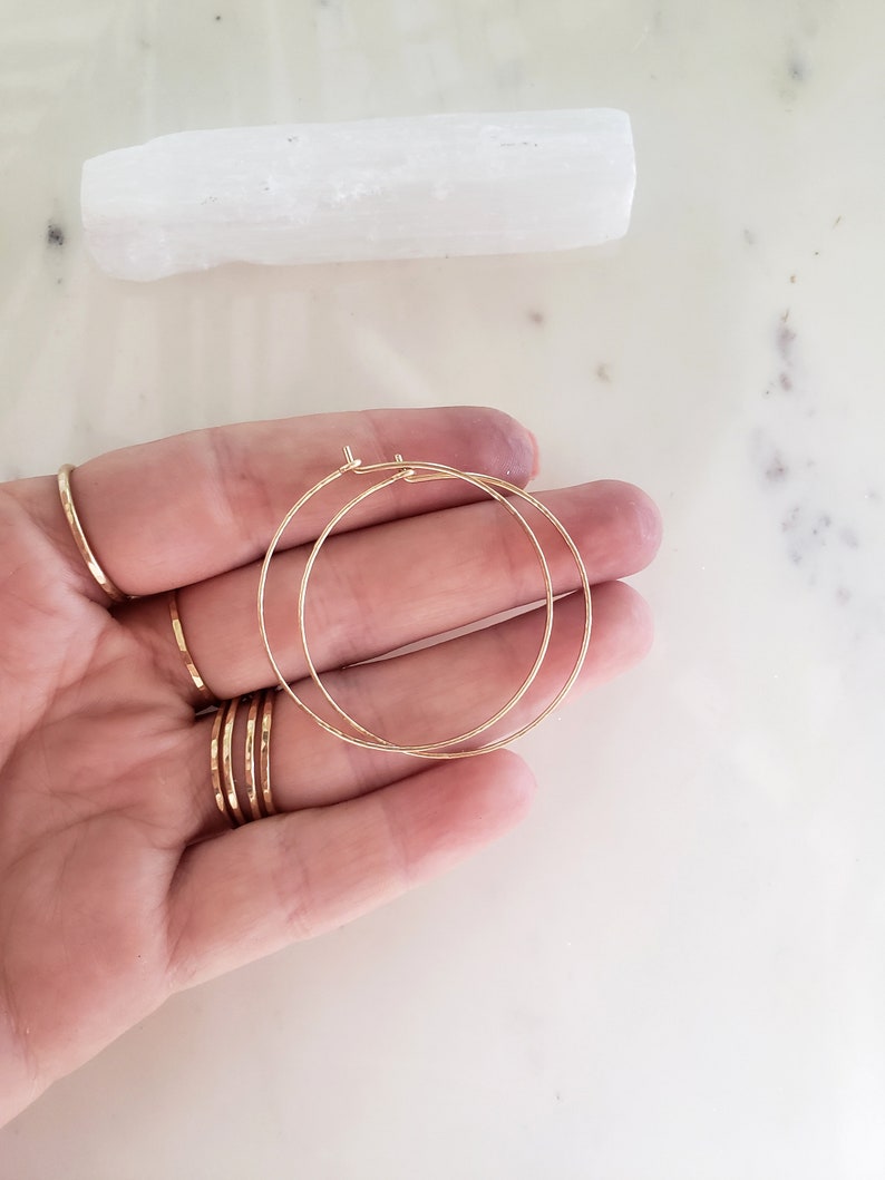 Thin Gold Hoops 14k Gold Filled Hoops Hammered Hoops Dainty Etsy