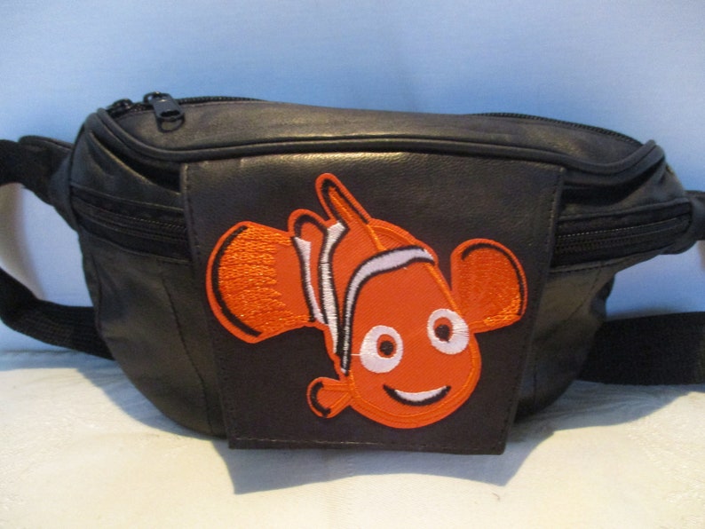BLACK LEATHER Fanny Pack 9x6 with Nemo