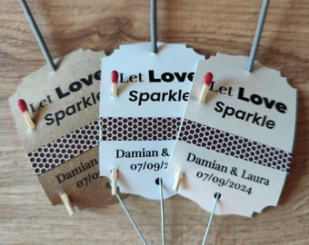 Wunderkerze Tags - Let love sparkle - Paper Striker Sticker - Hochzeit Gastgeschenke -