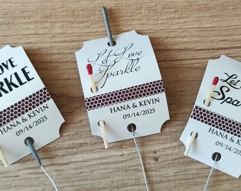 Sparkler Tags - Let love sparkle - Paper Striker Sticker - Wedding Favor Tags -