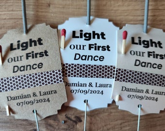 Wunderkerze Tags - Light our First Dance - Paper Striker Sticker - Hochzeitsbevorzugung Tags -