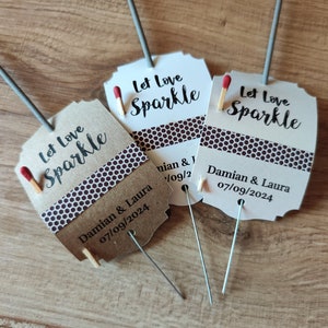 Sparkler Tags - Let love sparkle - Paper Striker Sticker - Wedding Favor Tags -