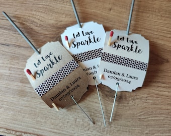 Sparkler Tags - Let love sparkle - Paper Striker Sticker - Wedding Favor Tags -