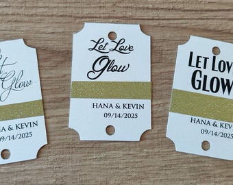 Sparkler Tags - Let love glow - Gold Sticker - Wedding Favor Tags