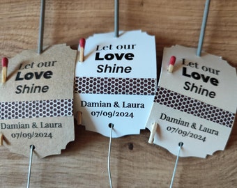 Sparkler Tags - Let our love shine - Paper Striker Sticker - Wedding Favor Tags -