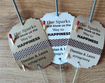 Sparkler Tags - Sparks will show us the way to Happiness- Paper Striker Sticker - Wedding Favor Tags -