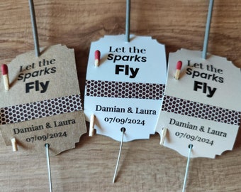 Sparkler Tags - Let the Sparks Fly - Paper Striker Sticker - Wedding Favor Tags -