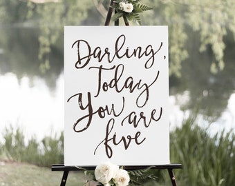 Darling, Today You are Five Birthday Decor, 5th Bday Party Decorations | Photo Shoot Prop, Black & White, Fourth Birthday Ideas