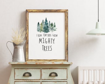 From Tiny Seeds Grow Mighty Trees Nursery Wall Art, Forest Adventure Nursery Decor, Classroom Art